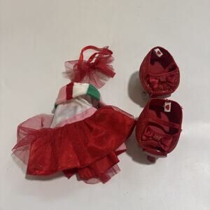 Build a Bear Christmas Dress Glittery Bow & Roller Skates BAB Outfit